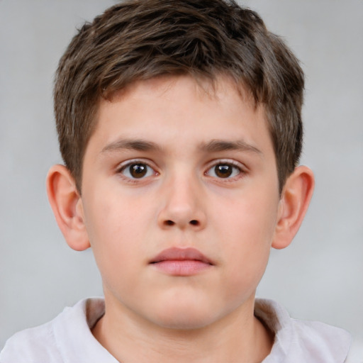 Neutral white child male with short  brown hair and brown eyes