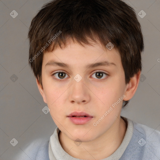 Neutral white child male with short  brown hair and brown eyes