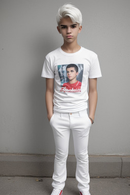 Cuban teenager boy with  white hair