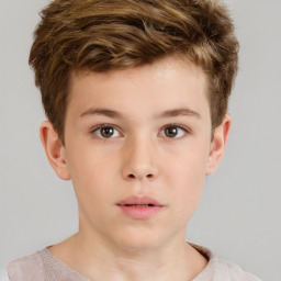 Neutral white child male with short  brown hair and brown eyes