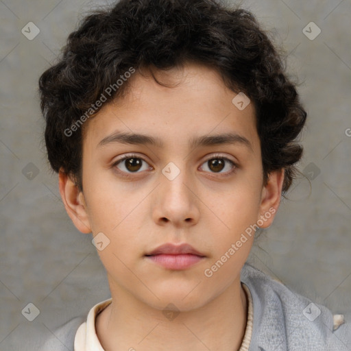 Neutral white child male with short  brown hair and brown eyes