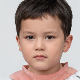 Neutral white child male with short  brown hair and brown eyes