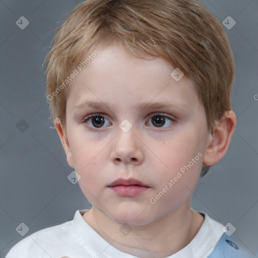 Neutral white child female with short  brown hair and brown eyes