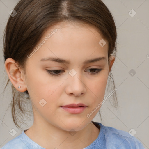 Neutral white child female with medium  brown hair and brown eyes