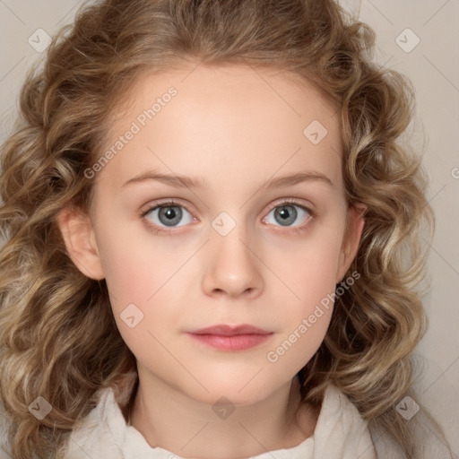 Neutral white child female with medium  brown hair and brown eyes