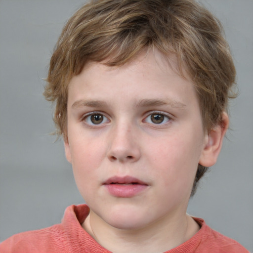 Neutral white child male with short  brown hair and grey eyes