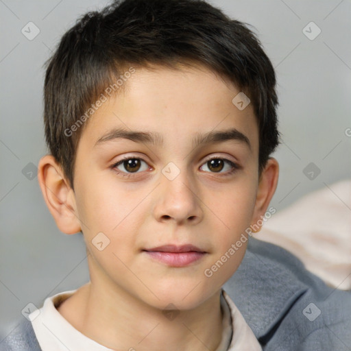 Neutral white child male with short  brown hair and brown eyes