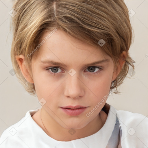 Neutral white child female with medium  brown hair and brown eyes