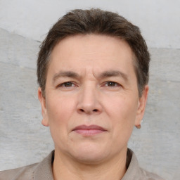 Neutral white adult male with short  brown hair and brown eyes