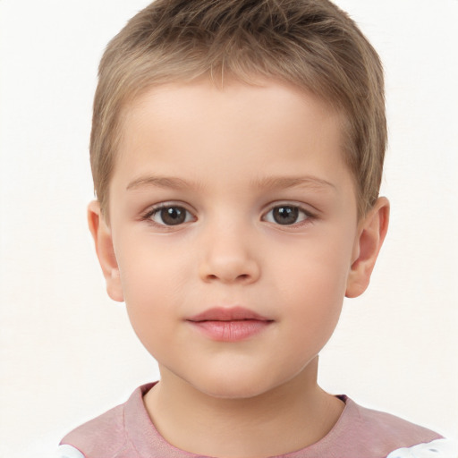 Neutral white child male with short  brown hair and brown eyes