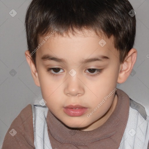 Neutral white child male with short  brown hair and brown eyes