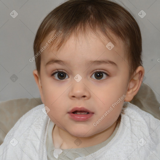 Neutral white child female with short  brown hair and brown eyes