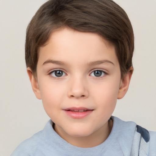 Neutral white child female with short  brown hair and brown eyes