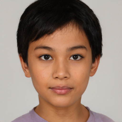 Neutral asian young-adult female with short  black hair and brown eyes