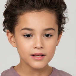 Neutral white child female with short  brown hair and brown eyes