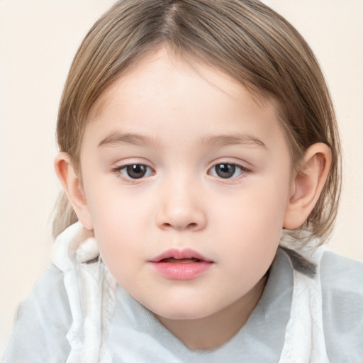 Neutral white child female with medium  brown hair and brown eyes