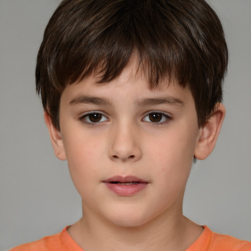 Neutral white child male with short  brown hair and brown eyes