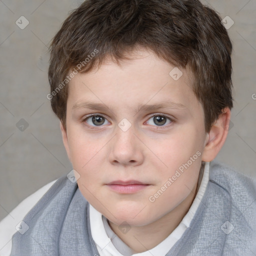 Neutral white child male with short  brown hair and brown eyes