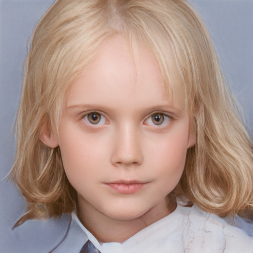 Neutral white child female with medium  brown hair and brown eyes