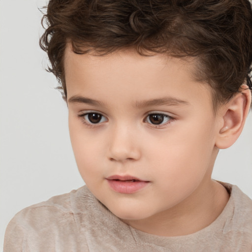 Neutral white child male with short  brown hair and brown eyes