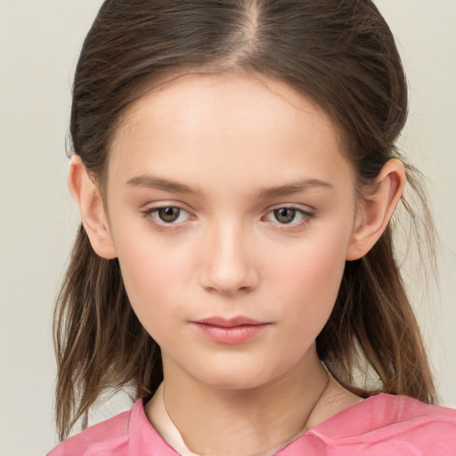 Neutral white child female with medium  brown hair and brown eyes