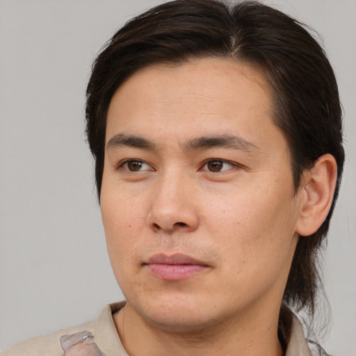 Neutral white young-adult male with medium  brown hair and brown eyes