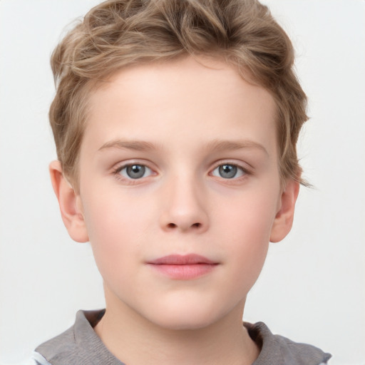 Neutral white child male with short  brown hair and grey eyes