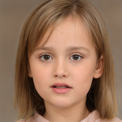 Neutral white child female with medium  brown hair and brown eyes