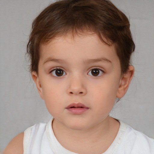 Neutral white child female with medium  brown hair and brown eyes