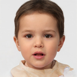 Neutral white child female with short  brown hair and brown eyes