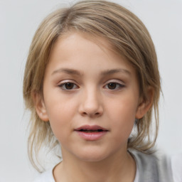 Neutral white child female with medium  brown hair and brown eyes