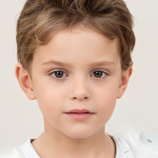 Neutral white child male with short  brown hair and brown eyes