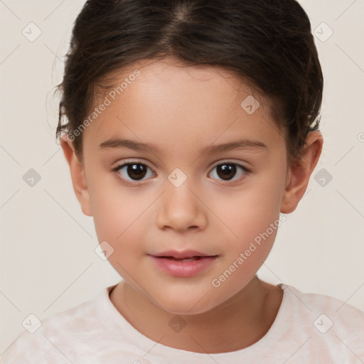 Neutral white child female with short  brown hair and brown eyes