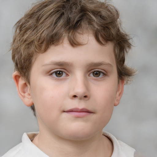 Neutral white child male with short  brown hair and brown eyes