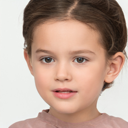 Neutral white child female with short  brown hair and brown eyes