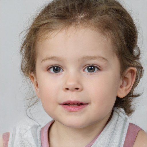 Neutral white child female with medium  brown hair and brown eyes