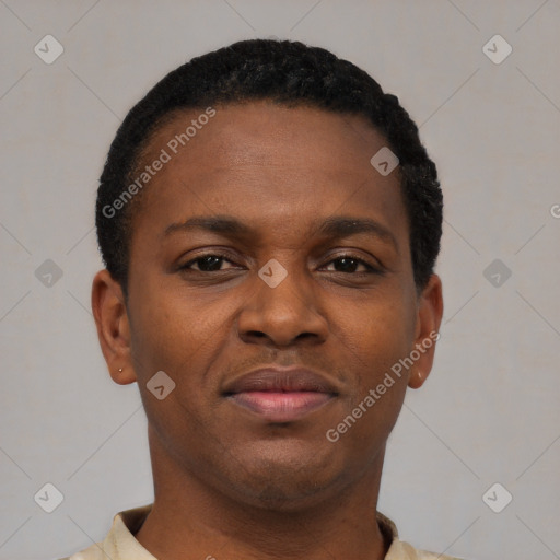 Neutral latino young-adult female with short  brown hair and brown eyes