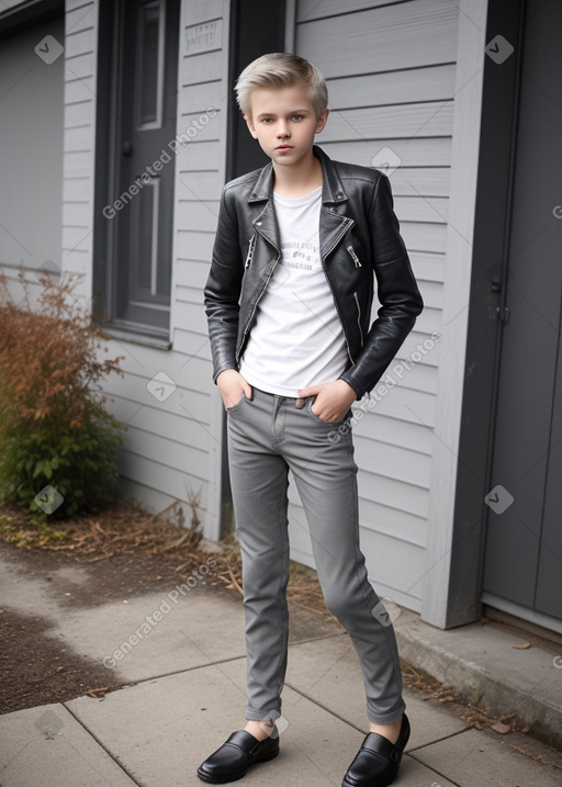 Estonian teenager boy with  gray hair