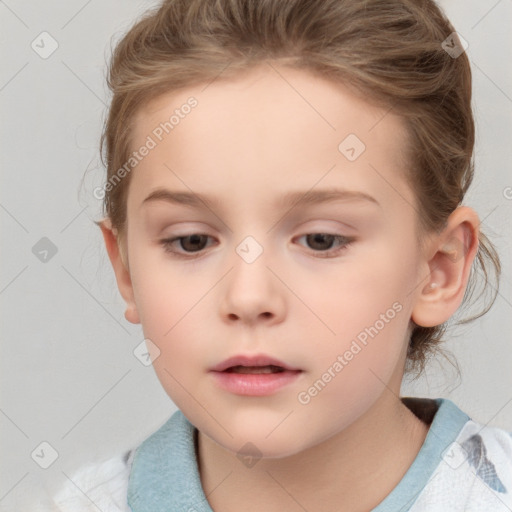 Neutral white child female with medium  brown hair and brown eyes