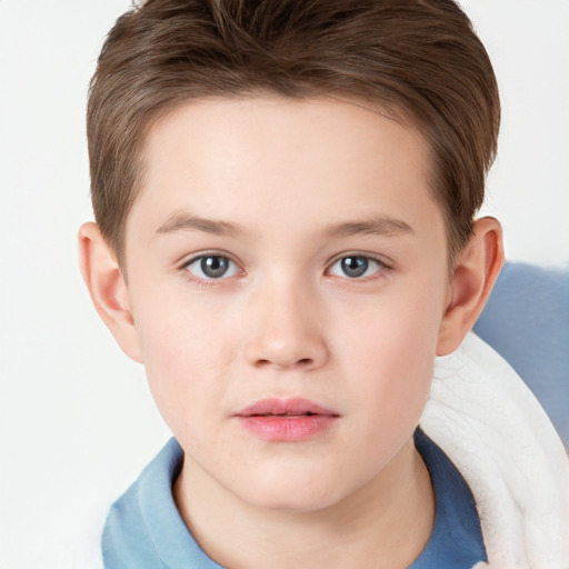 Neutral white child male with short  brown hair and brown eyes