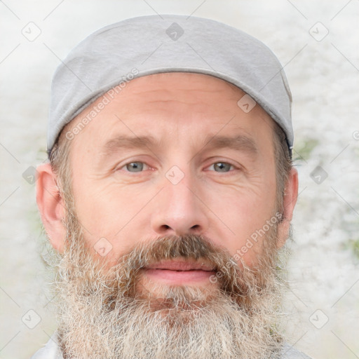 Neutral white adult male with short  brown hair and grey eyes