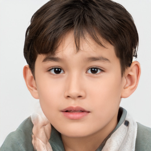 Neutral white child male with short  brown hair and brown eyes