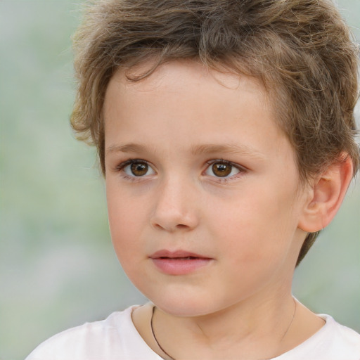 Neutral white child female with short  brown hair and brown eyes