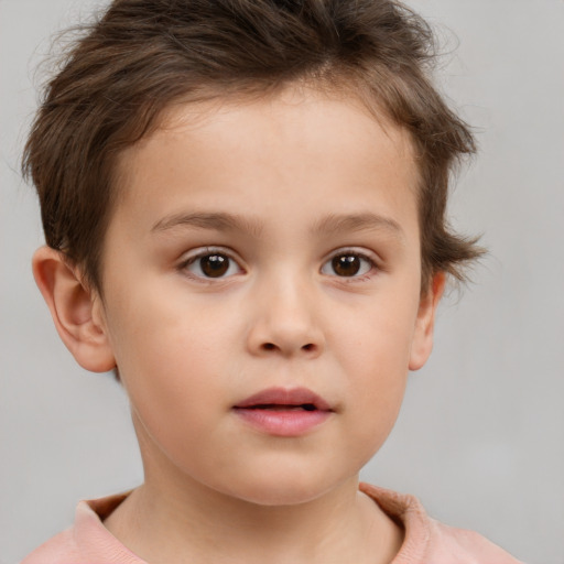 Neutral white child male with short  brown hair and brown eyes