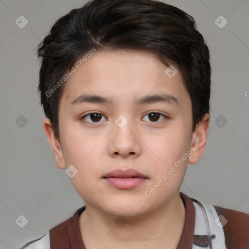 Neutral white child male with short  brown hair and brown eyes