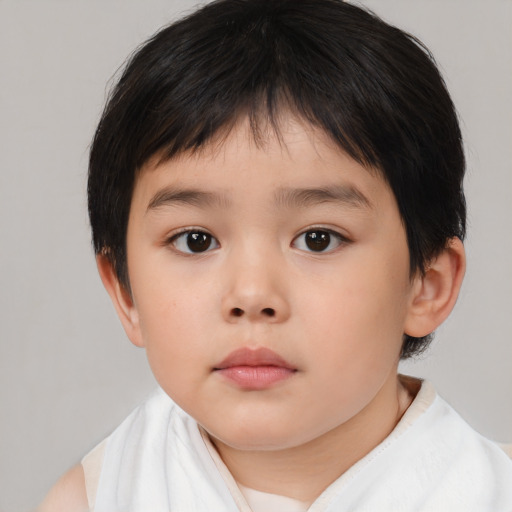 Neutral asian child female with medium  brown hair and brown eyes