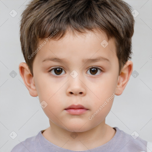 Neutral white child male with short  brown hair and brown eyes