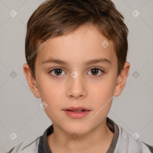 Neutral white child male with short  brown hair and brown eyes