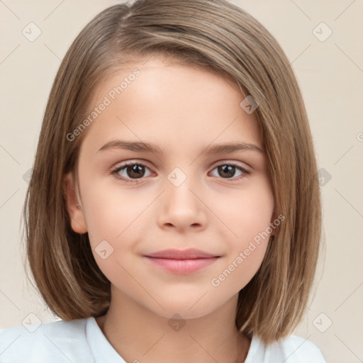 Neutral white child female with medium  brown hair and brown eyes