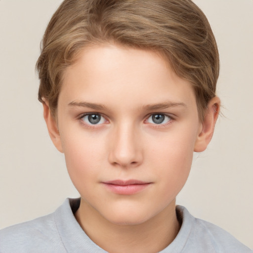 Neutral white child female with short  brown hair and brown eyes